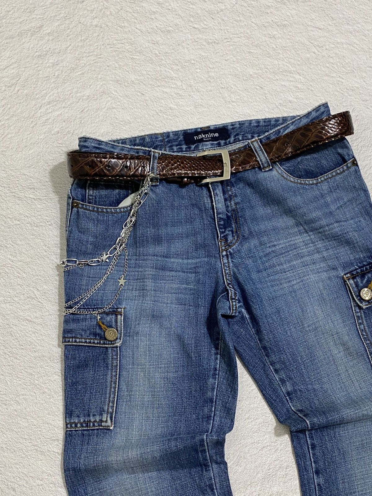 If Six Was Nine × Japanese Brand × Le Grande Bleu (L.G.B.) CRAZY❤️‍🔥 Naknine Flare cargo jeans Size US 29 - 4 Thumbnail