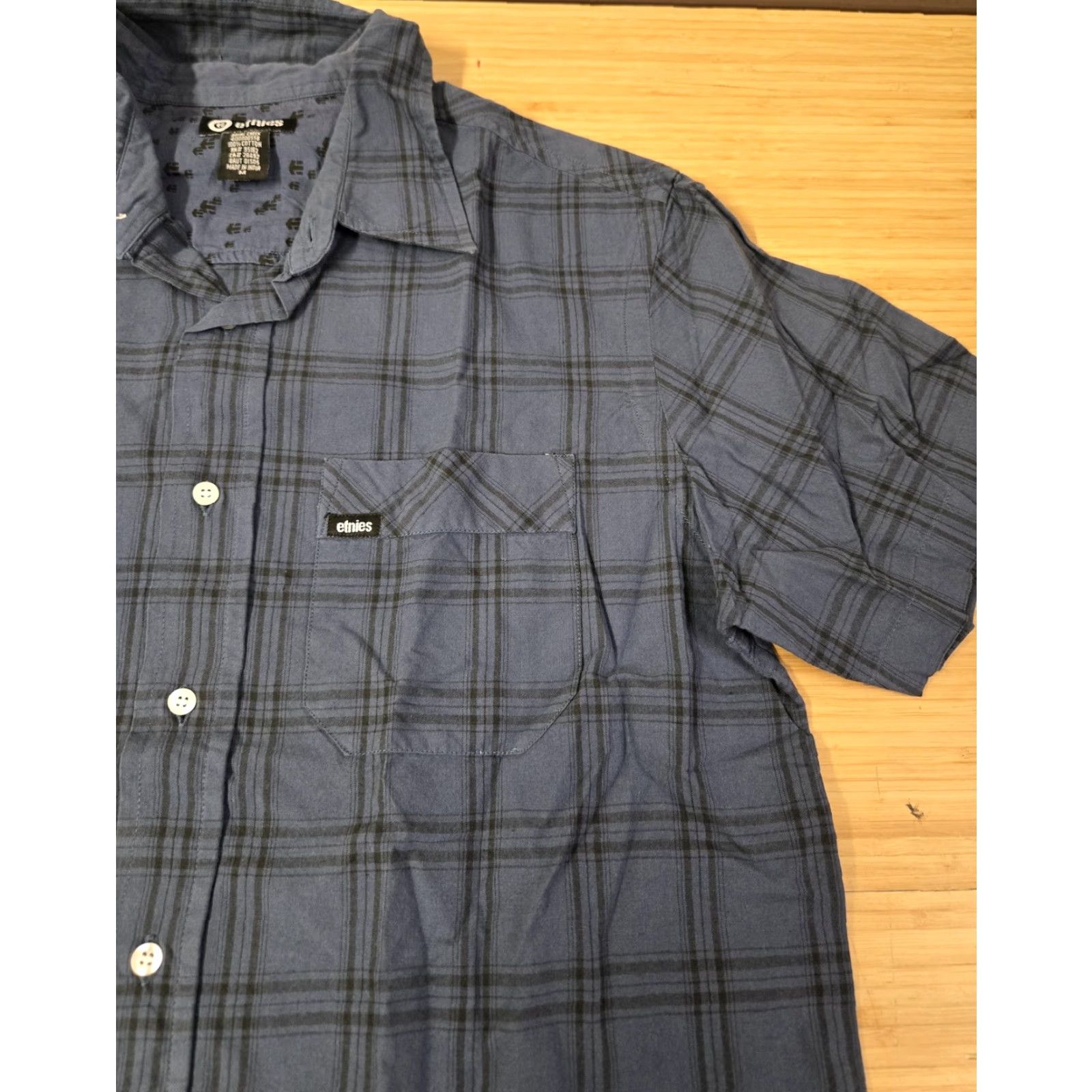 Etnies Etnies Shirt Mens Medium Blue Royal Check Plaid Button Front Short Sleeve Cotton Size US M / EU 48-50 / 2 - 2 Thumbnail