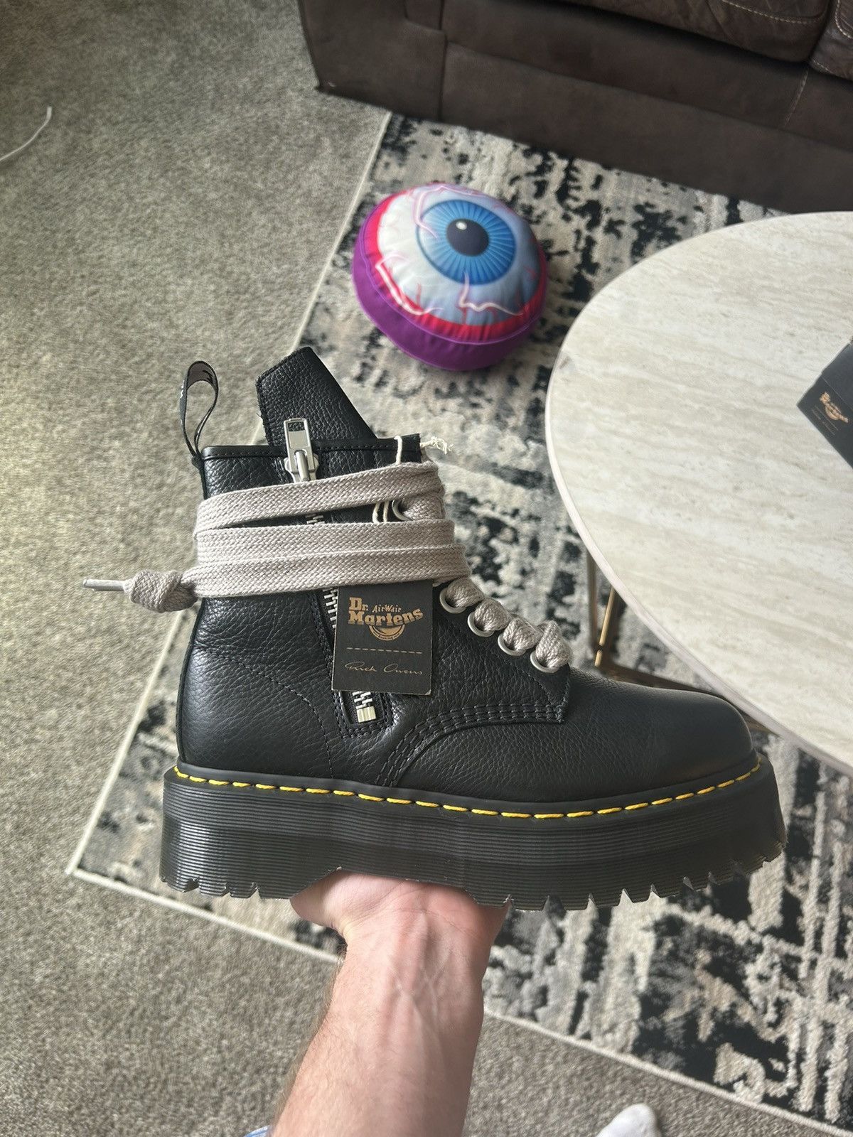 image of Dr Martens x Rick Owens Dr. Martens 1460 Shoes in Black, Men's (Size 9)