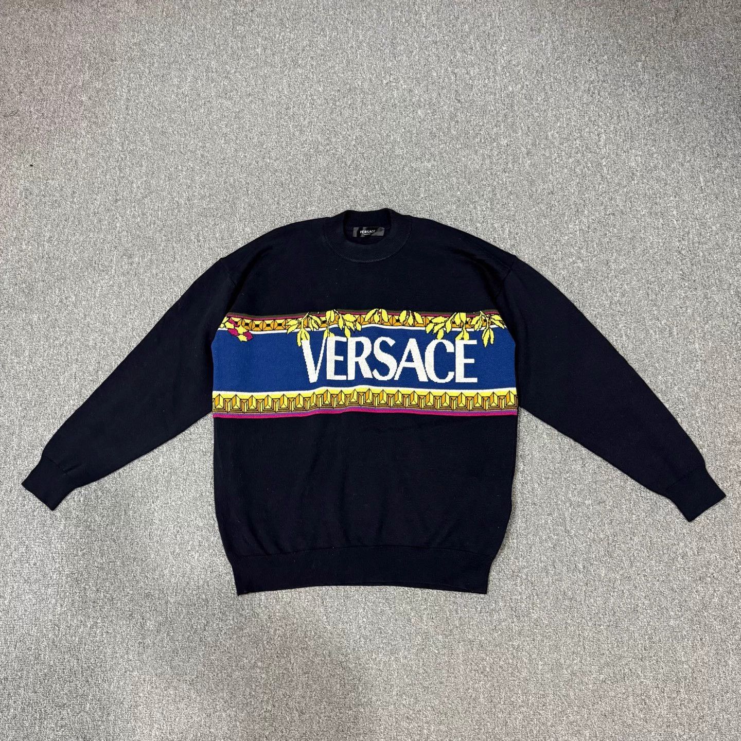Versace Versace Black Logo Wool Knit Sweater 48 Mint Size US M / EU 48-50 / 2 - 1 Thumbnail