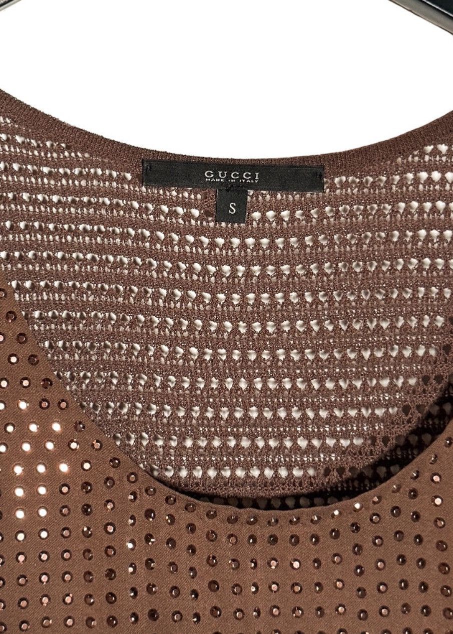 Gucci Gucci Brown Metallic Studs Embellished Silk Tank Top Size S / US 4 / IT 40 - 6 Thumbnail