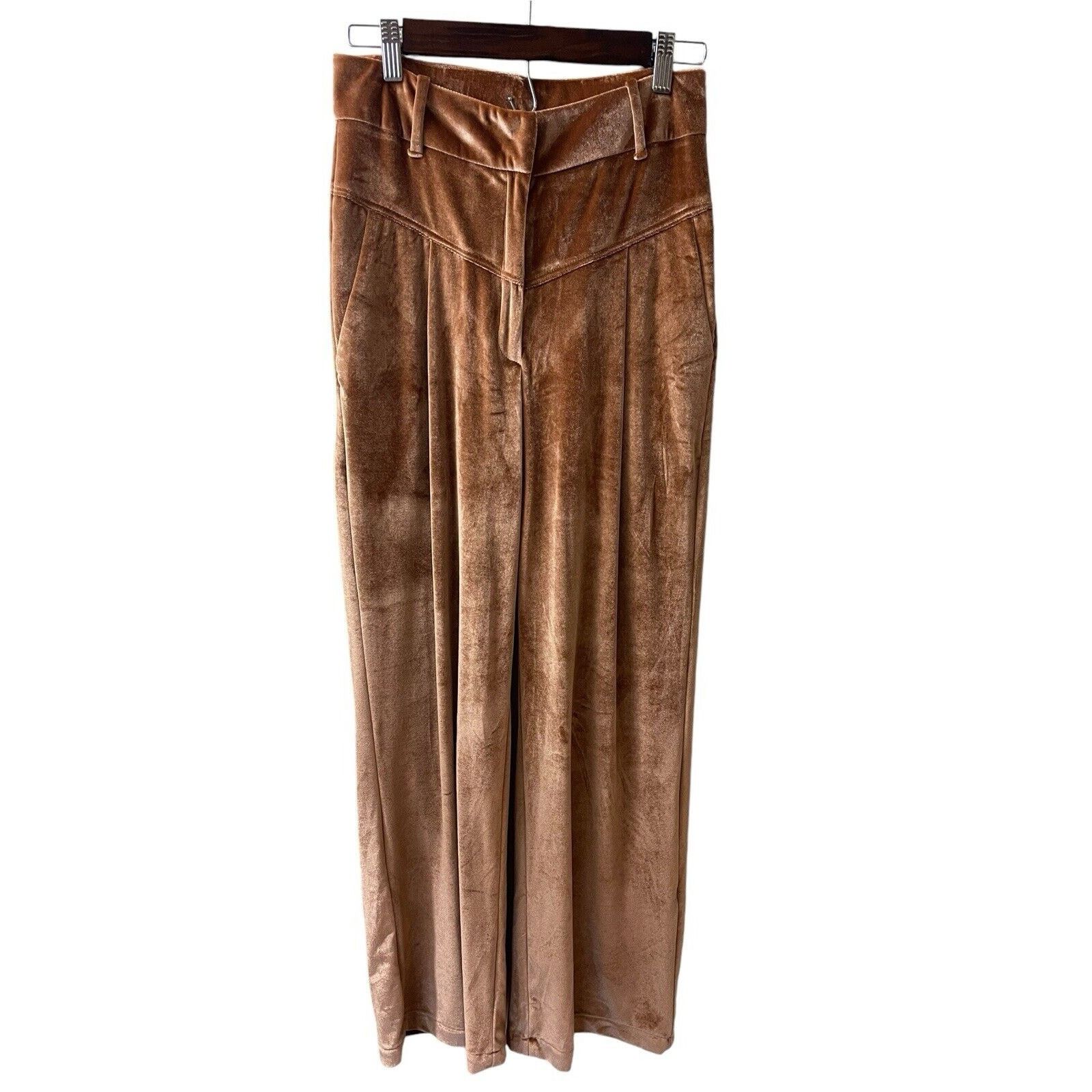 Other Stella Pardo High Waist Wide Leg Velour Camel Velour Small Size 27" / US 4 / IT 40 - 3 Thumbnail
