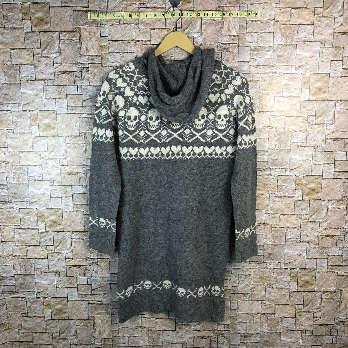 Japanese Brand S.I.D skull Grey Hoodie knitwear sweater #A518 Size S / US 4 / IT 40 - 11 Thumbnail