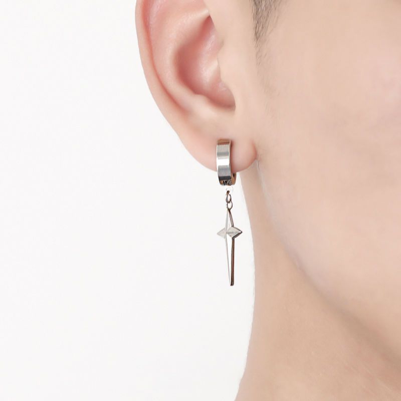 Jewelry × Sterling Silver Star Modern Earrings One Pairs Chrome Jewelry Size ONE SIZE - 1 Thumbnail