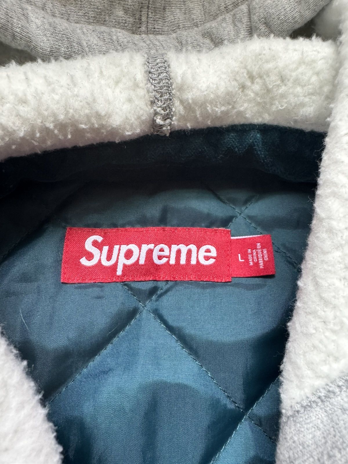 Supreme Washed Velvet Quilted Hooded Shirt Jacket Size US L / EU 52-54 / 3 - 7 Thumbnail