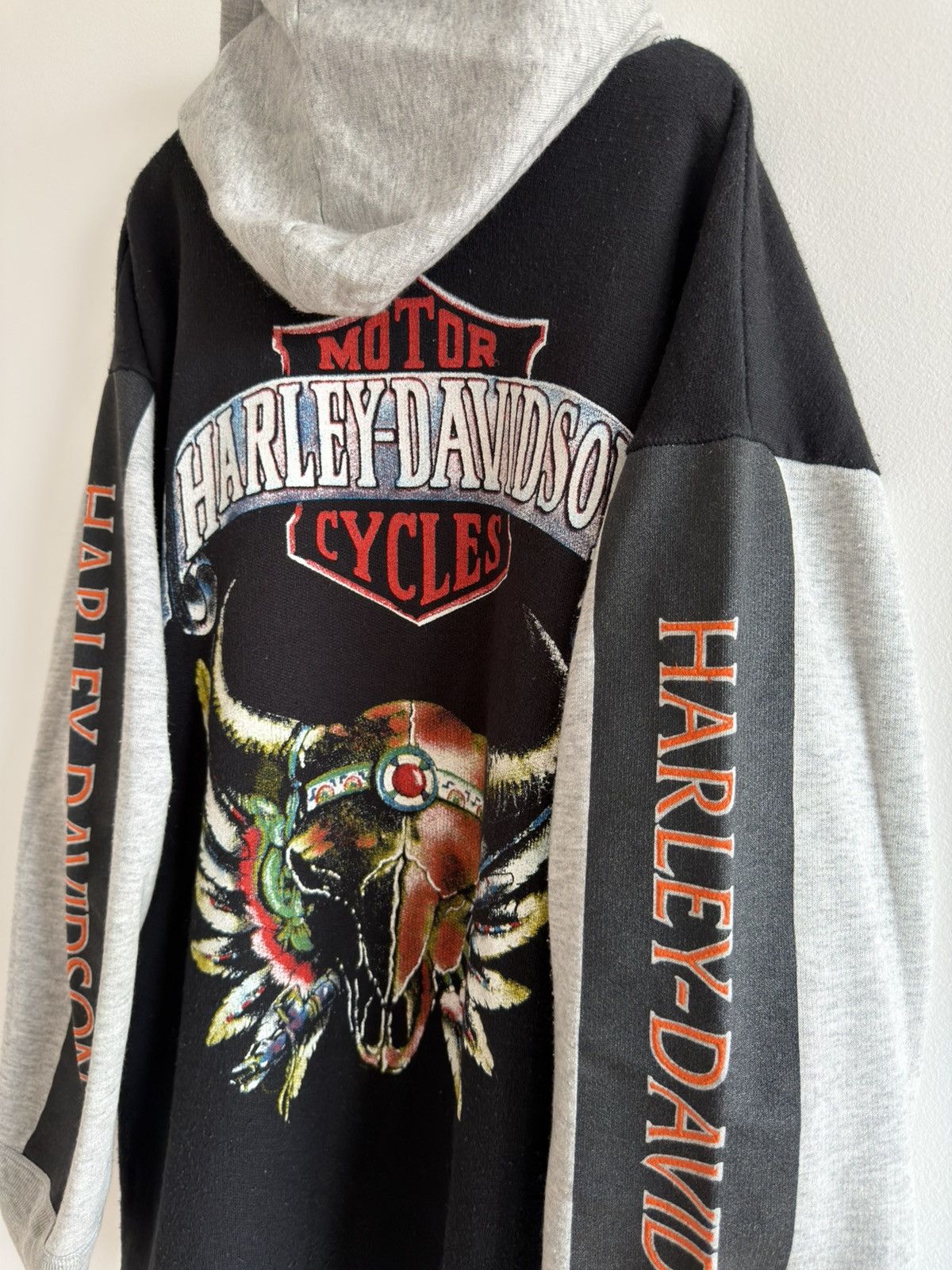 Harley Davidson *RARE* 90s VINTAGE EMPIRE HOODIE HARLEY DAVIDSON USA AOP Size US XL / EU 56 / 4 - 7 Thumbnail