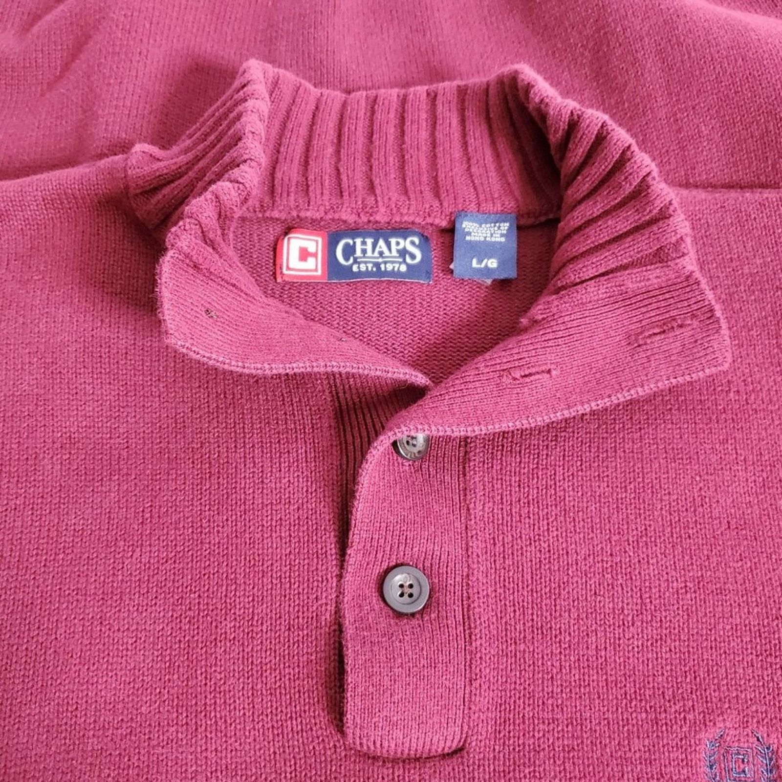Chaps Chaps Button-Mock Heavyweight Knit Sweater L Size US L / EU 52-54 / 3 - 5 Thumbnail