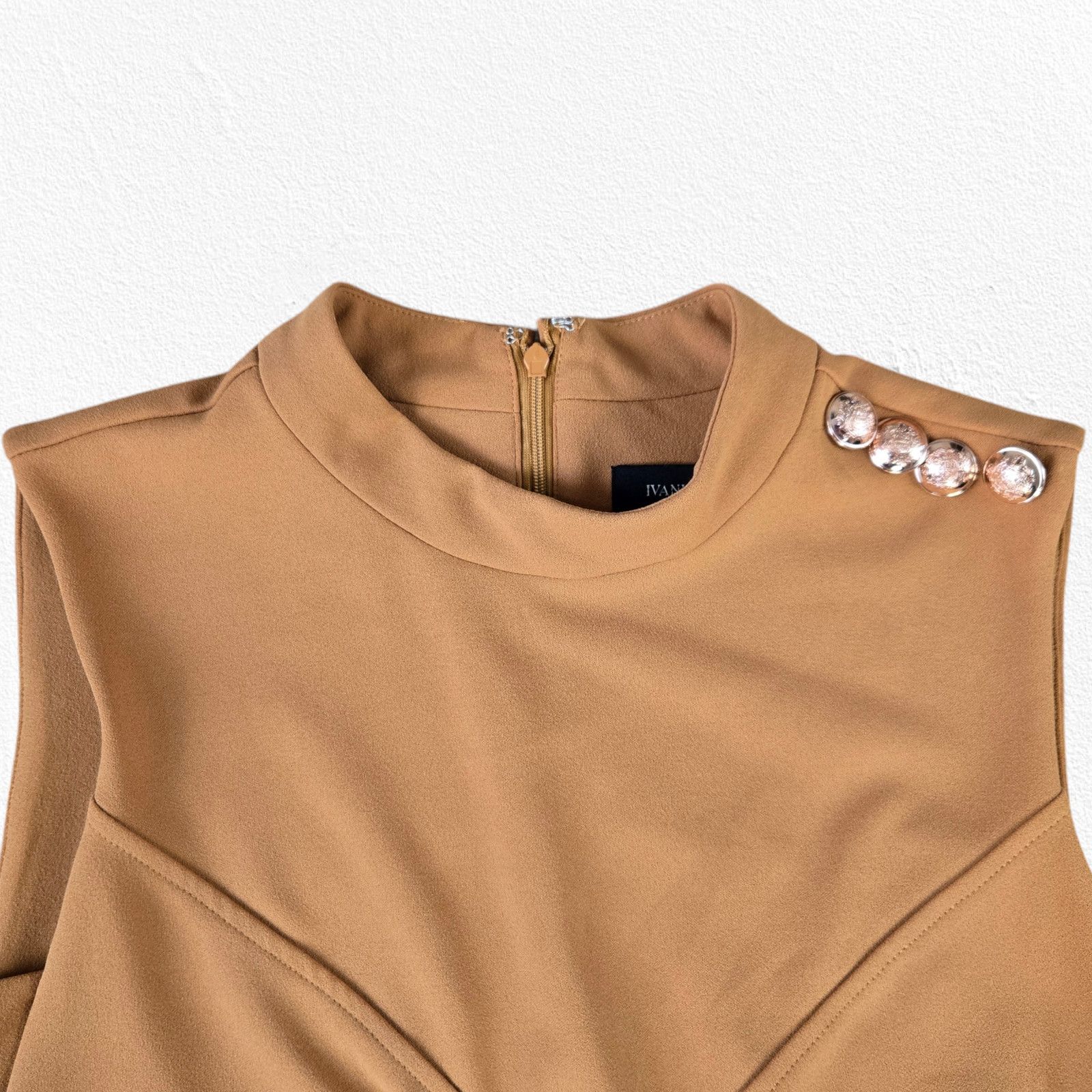 Other Mustard Yellow High Neck Shift Gold Button Dress Size 10 Size L / US 10 / IT 46 - 3 Thumbnail