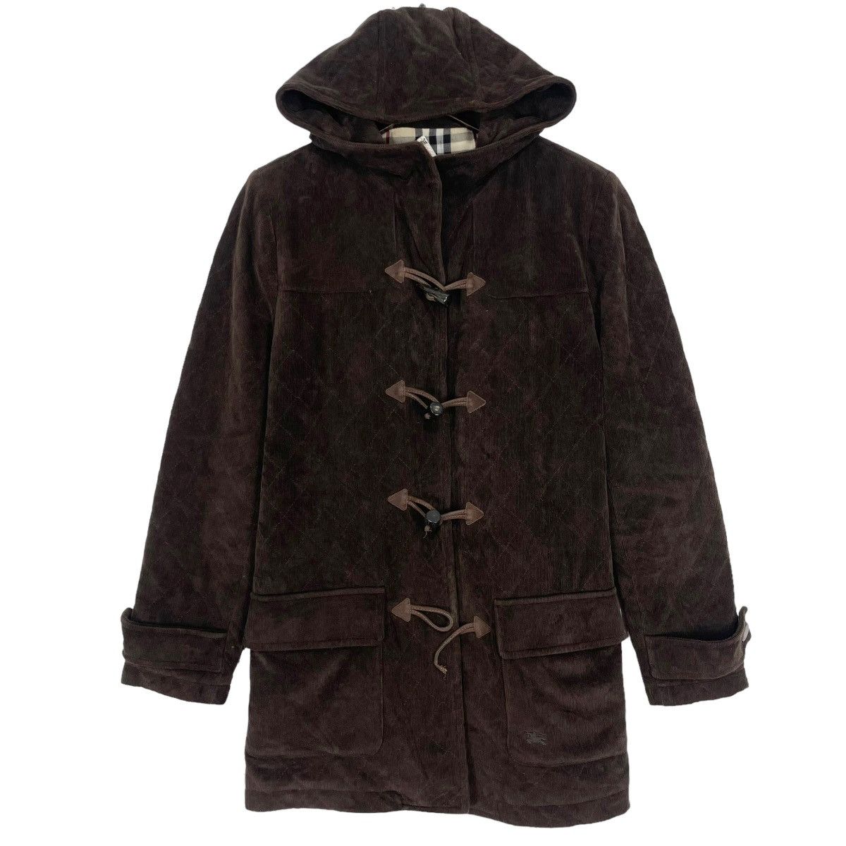 image of Burberry Duffle Coats Brown Corduroy Jacket, Men's (Size Small)