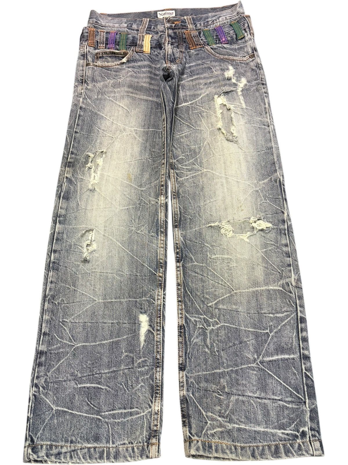 PPFM Vintage Japanese Brand Double Waist Distress Loose Jeans Size US 29 - 1 Thumbnail