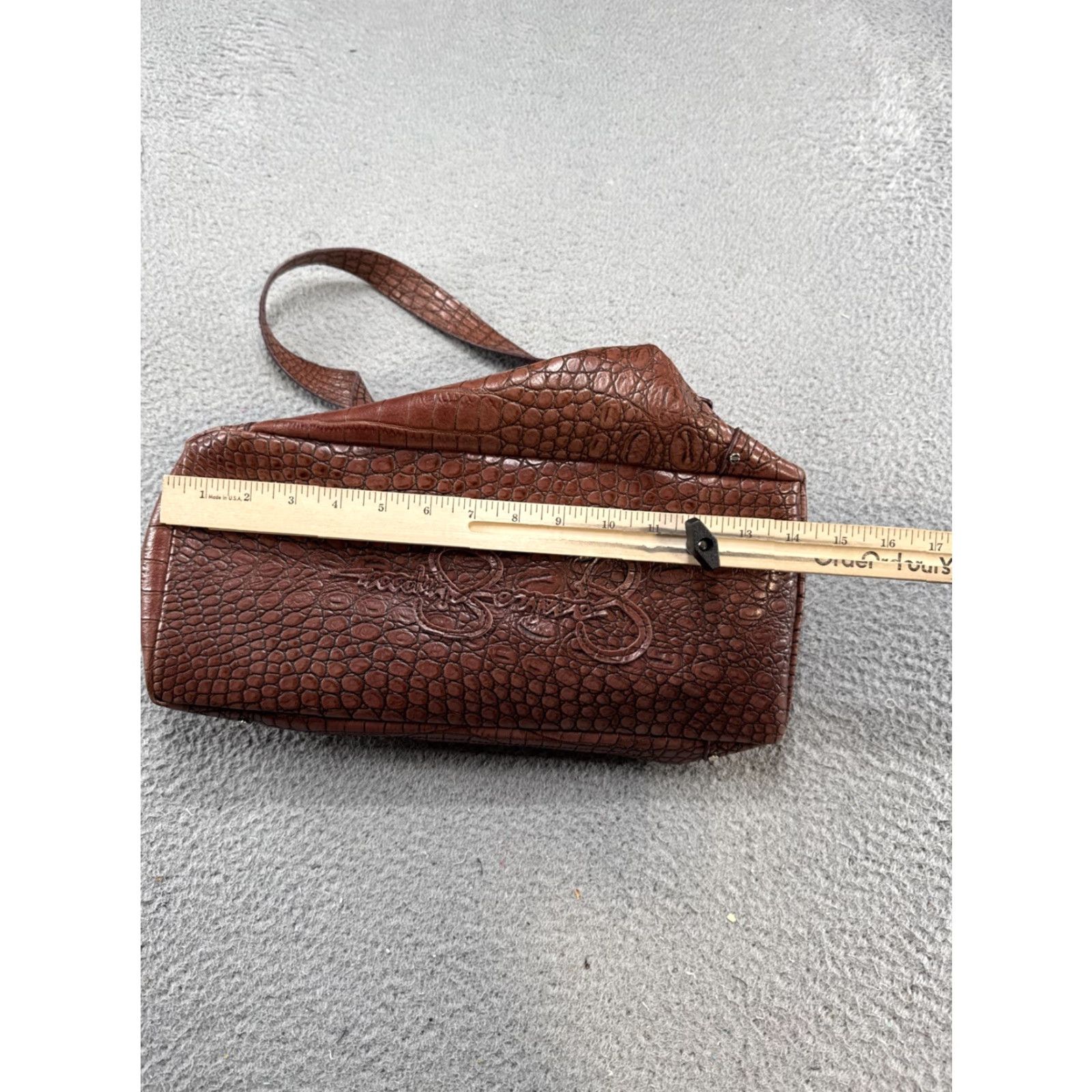 Jessica Simpson Jessica Simpson Faux Leather Croc Brown Shoulder Bag Zip Tote Bag Large Brown Faux Leather Women Size ONE SIZE - 7 Thumbnail