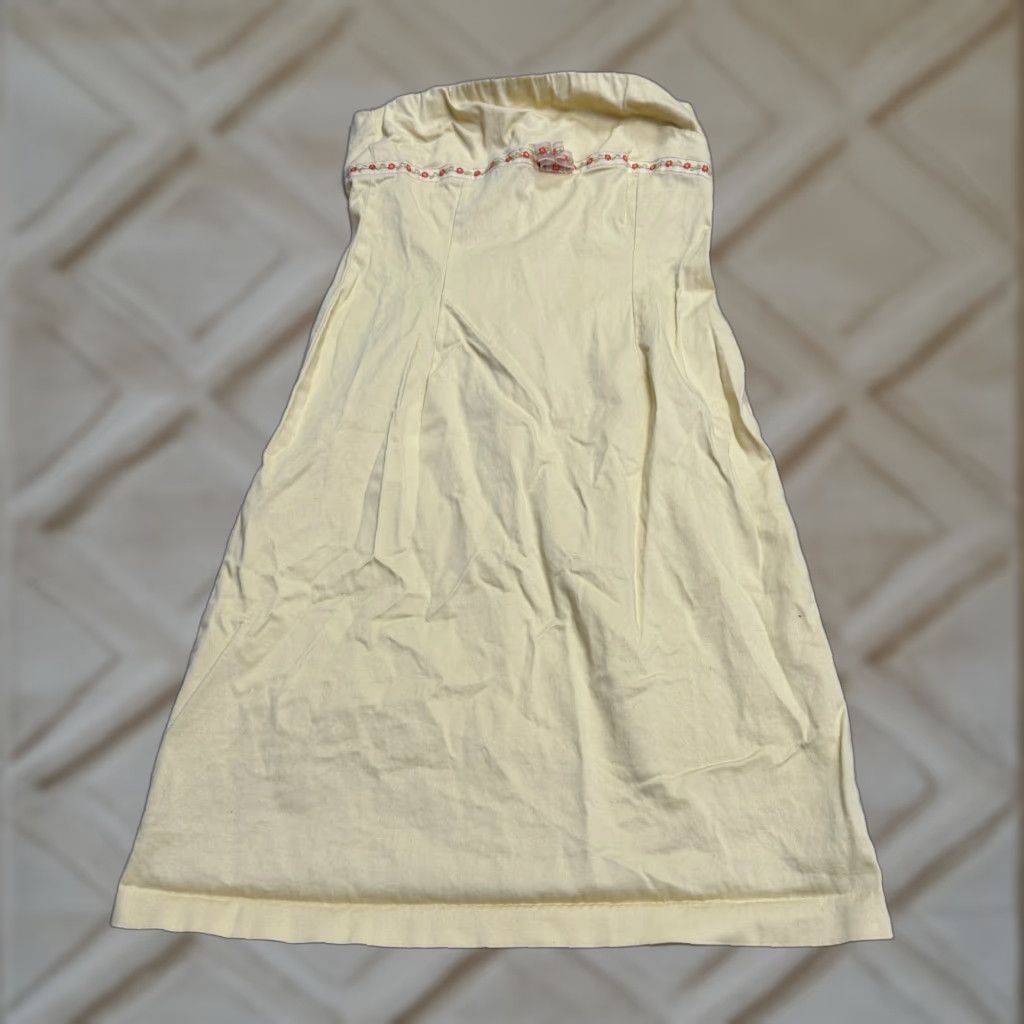 Vintage Ruth Maxi Dress Womens 6 Yellow Stretch Embroidered Casual Summer Square Neck Sleeveless Size M / US 6-8 / IT 42-44 - 1 Thumbnail