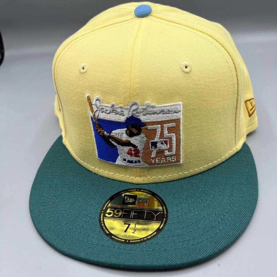 New Era Brooklyn Dodgers Jackie Robinson 42 Hat Men 7 1/2 MLB Fitted Size ONE SIZE - 3 Thumbnail