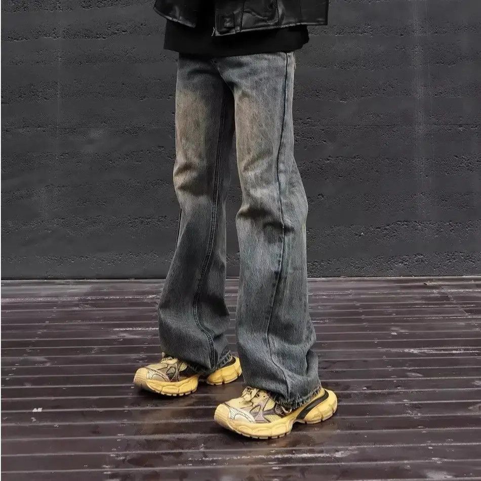 Japanese Brand Retro mud dyed micro flared jeans Size US 32 / EU 48 - 6 Thumbnail