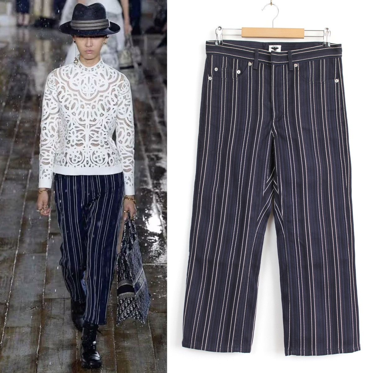 Dior Christian Dior 2019 Navy Striped Cropped Pants Size 27" / US 4 / IT 40 - 1 Thumbnail
