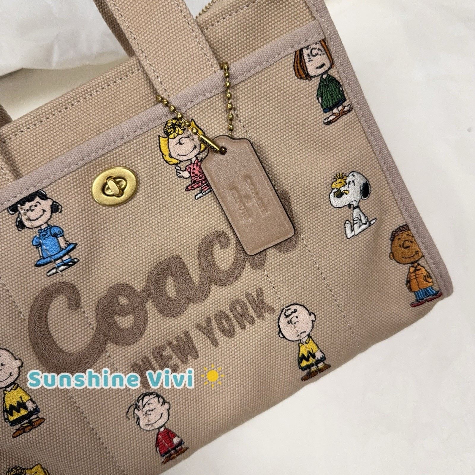 Coach NWT COACH x PEANUTS Cargo Tote Bag 26 Dark Natural CBH43 Size ONE SIZE - 2 Thumbnail