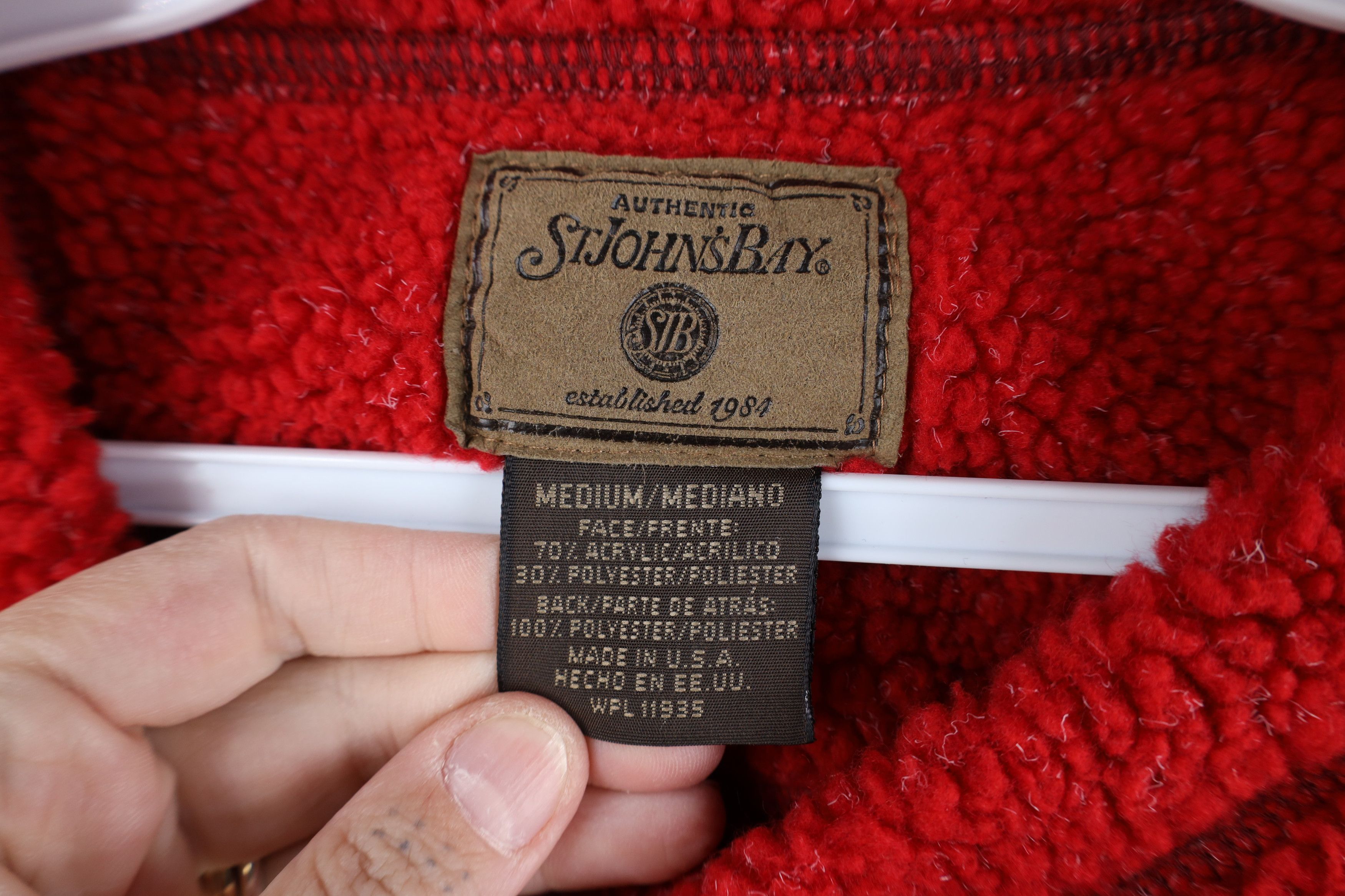 Vintage Vintage 90s Streetwear Deep Pile Fleece Sweater Red USA Size M / US 6-8 / IT 42-44 - 6 Thumbnail