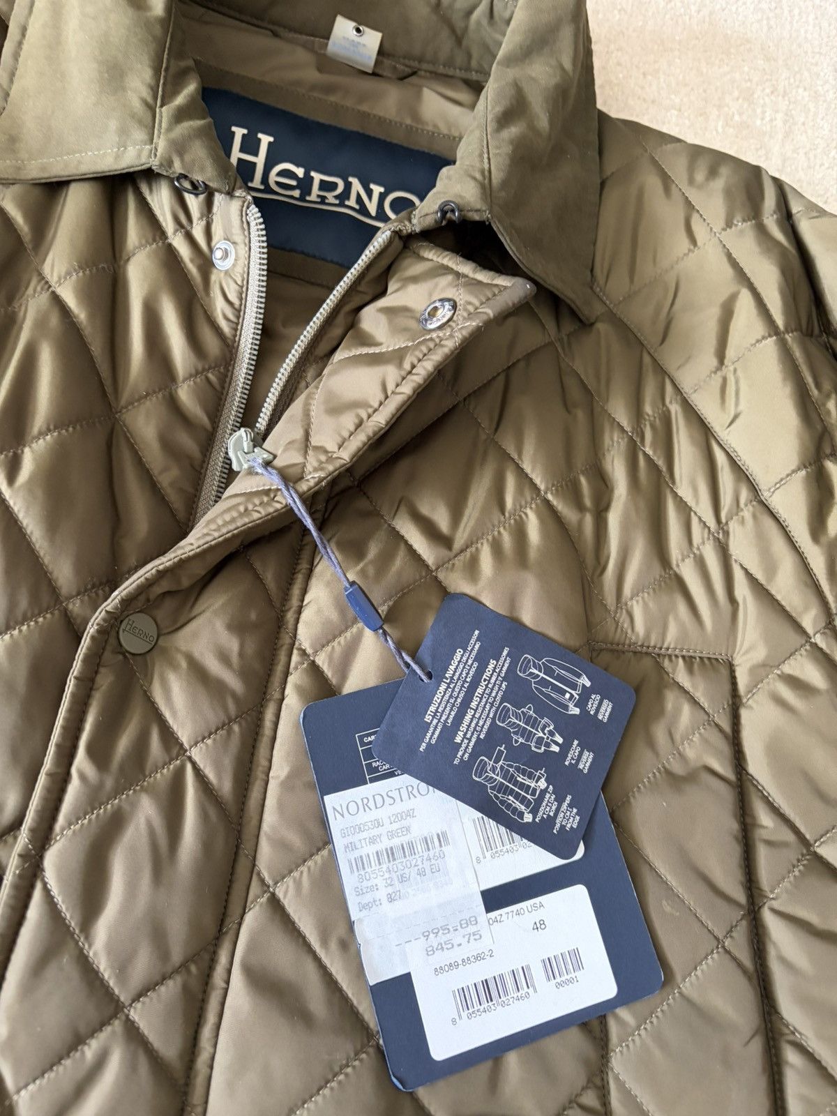 Herno Herno mens barn quilted jacket military green 48 NWT Size US M / EU 48-50 / 2 - 14 Thumbnail