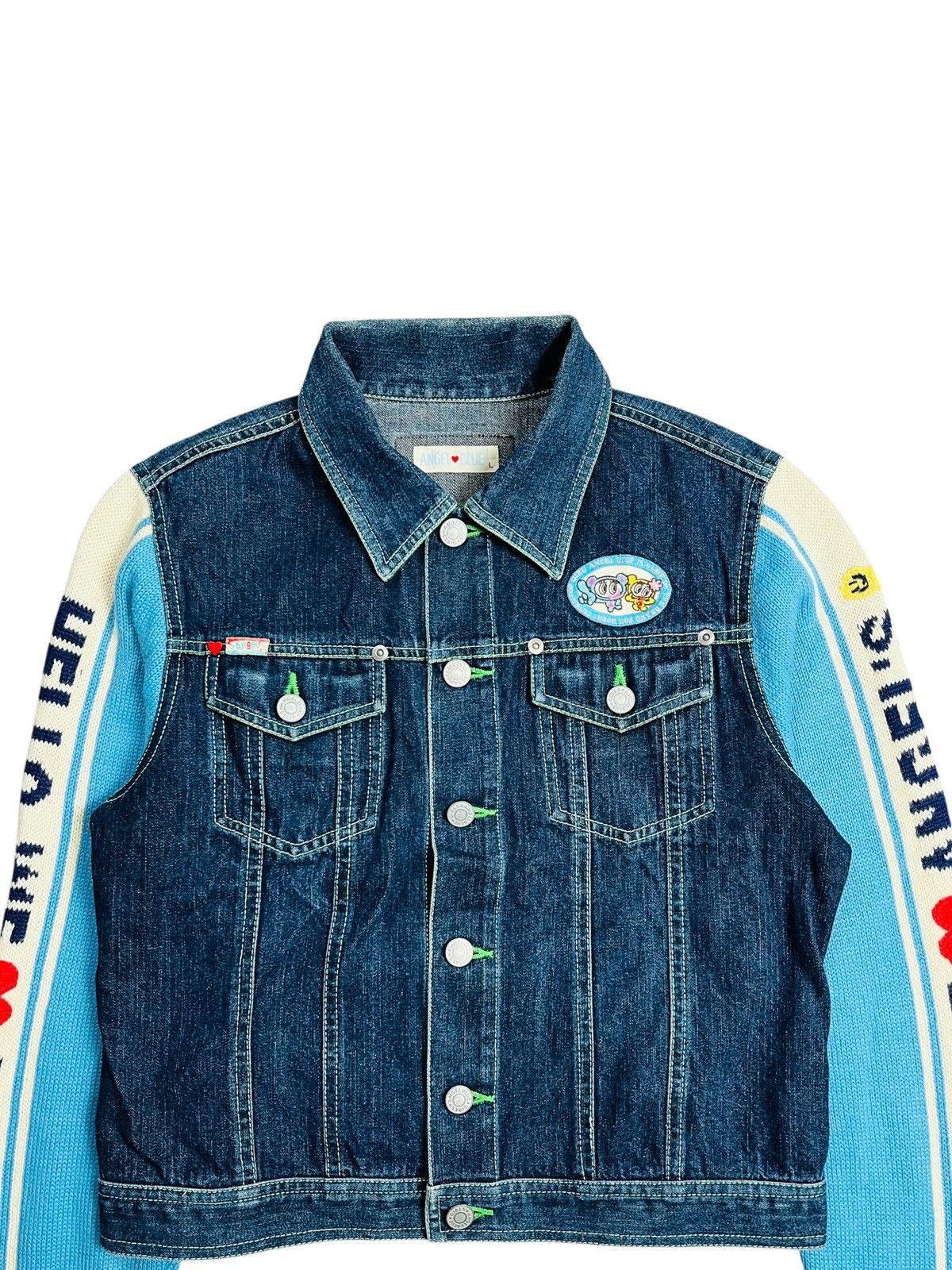 Angel Blue 2000s Angel Blue Iconic Mascots Chunky Knitted Denim Jacket Size US M / EU 48-50 / 2 - 5 Thumbnail
