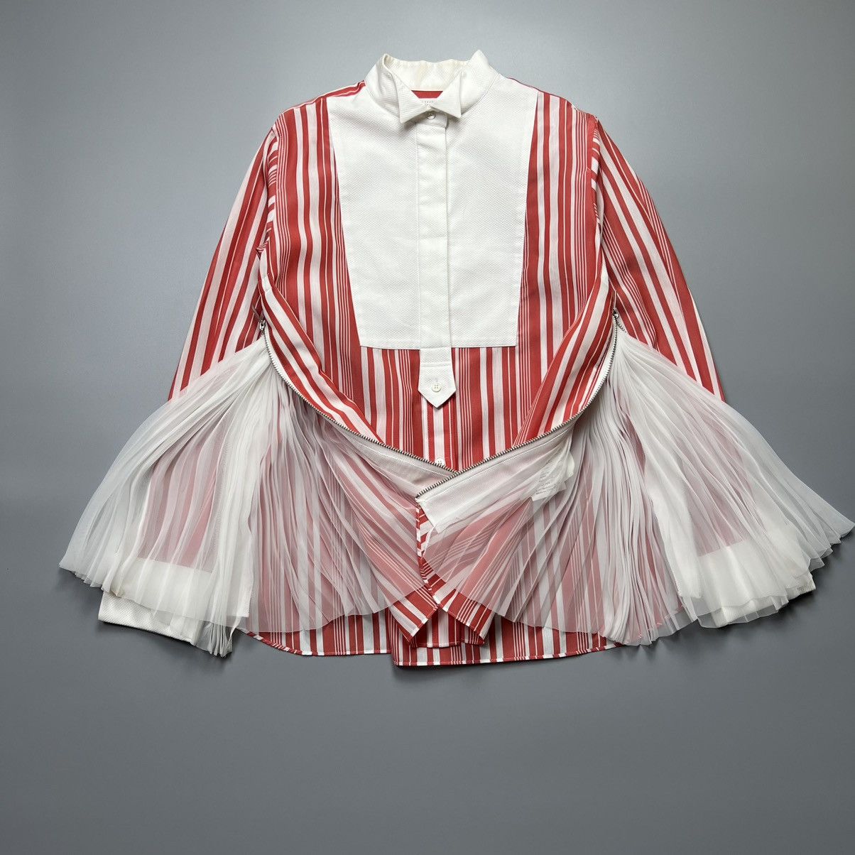 Designer × Japanese Brand × Sacai Sacai - Bib Zip Gusset Pleated - Longsleeve Size XS / US 0-2 / IT 36-38 - 2 Thumbnail