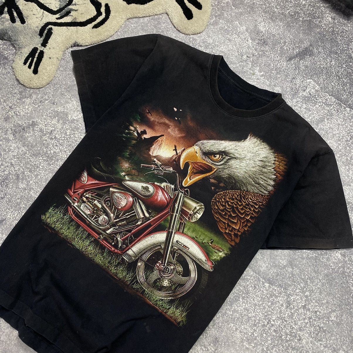 Vintage Vintage 90’s Motorcycle and Eagle logo made in USA tee Size US L / EU 52-54 / 3 - 3 Thumbnail
