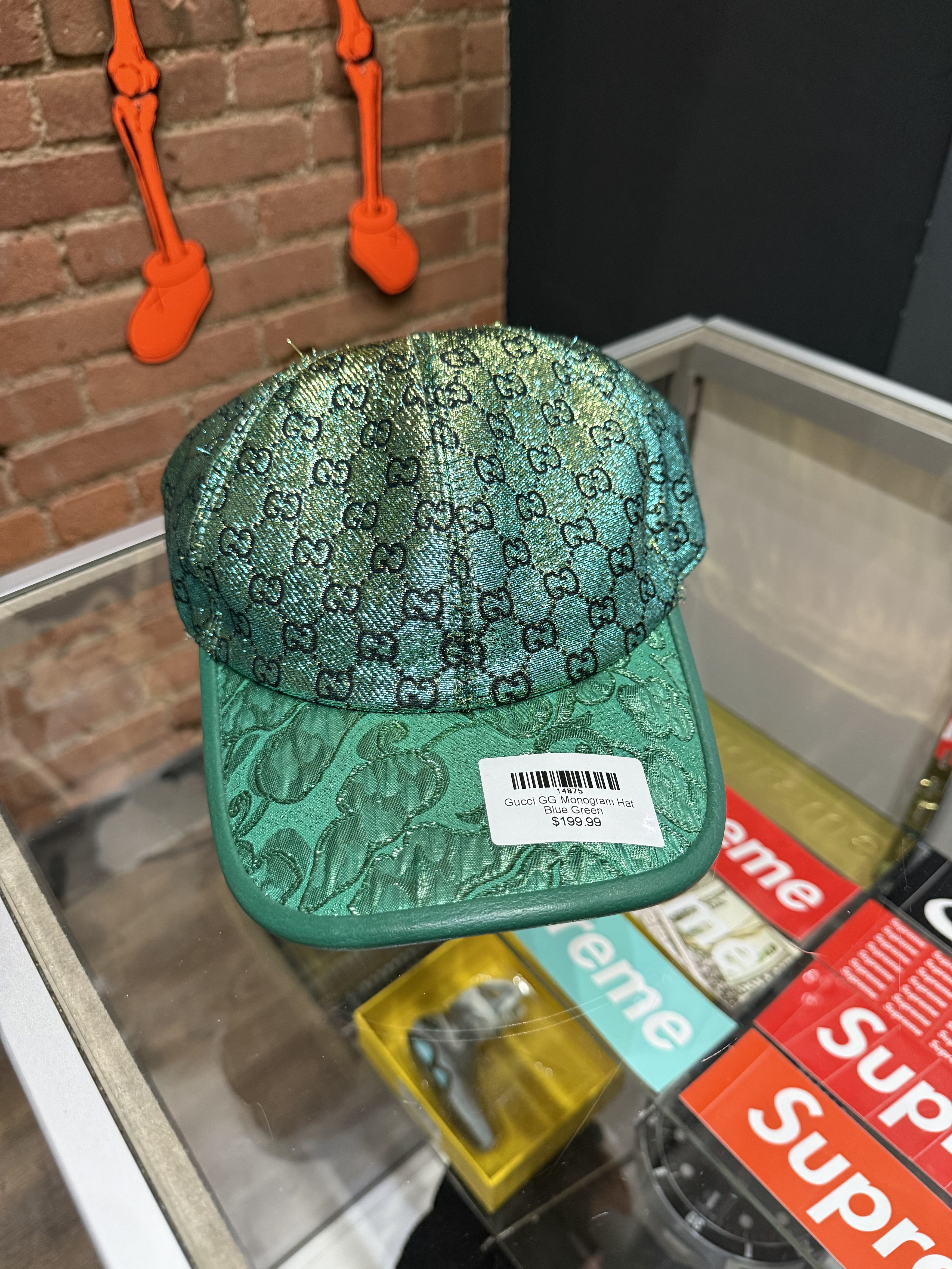 Gucci Gucci GG Monogram Hat Blue Green Size ONE SIZE - 1 Thumbnail