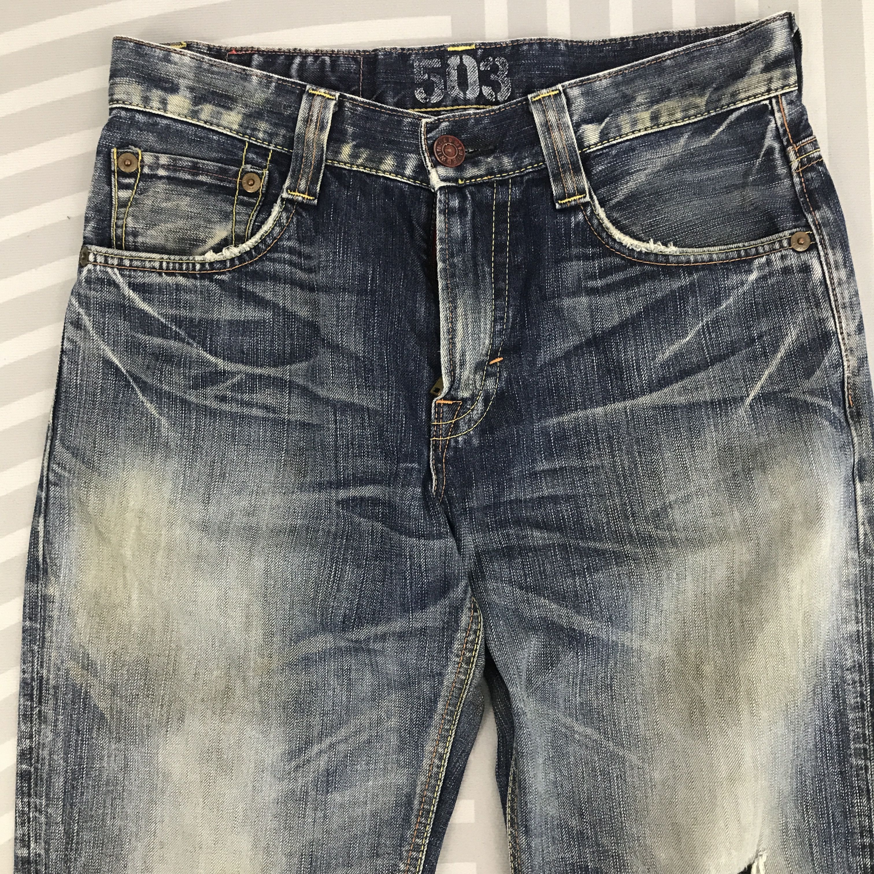 Edwin × Vintage Vintage Edwin Blue trip 503 Distressed denim Size US 32 / EU 48 - 2 Thumbnail