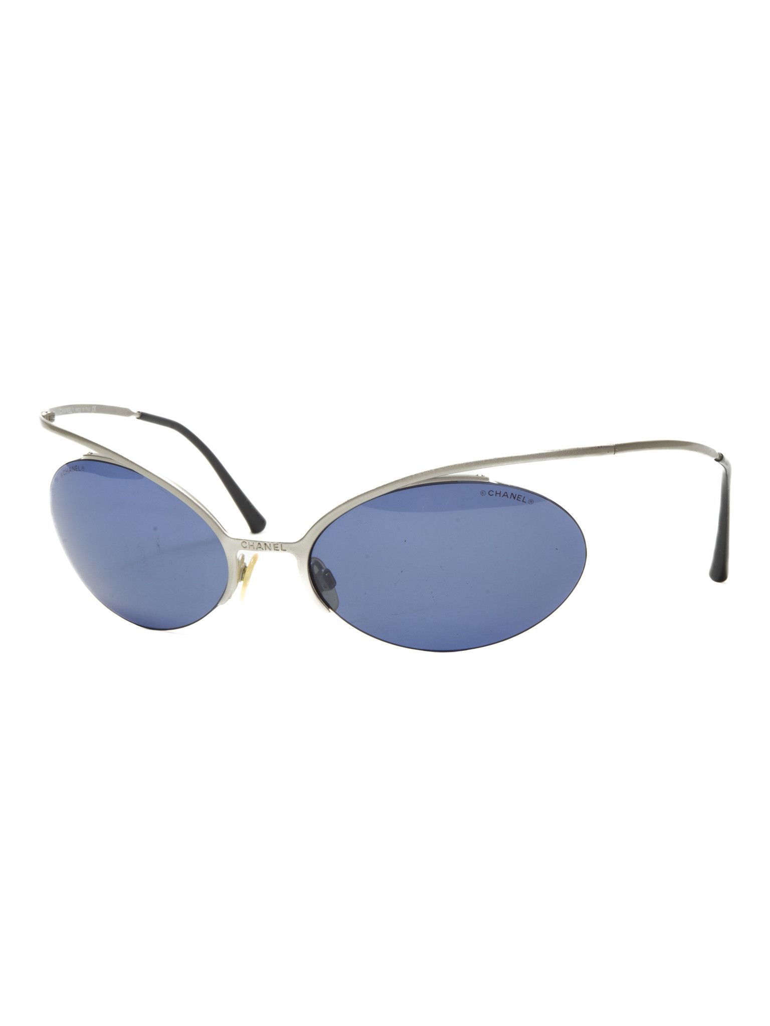 image of Vintage Chanel Futuristic Sunglasses in Blue, Women's