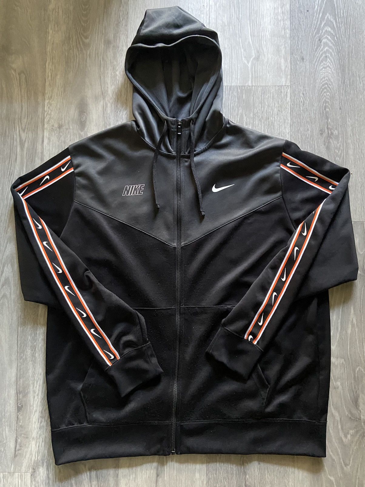 image of Deadstock x Nike Sportswear Repeat Zip-Up Hoodie Mens XL in Orange Black