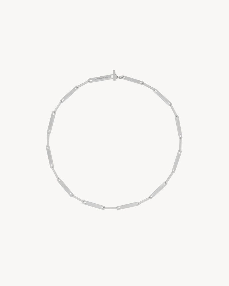 Saint Laurent Paris o1bcso1str0226 Size: OS/Plaque Chain Necklace in Silver Size ONE SIZE - 1 Thumbnail
