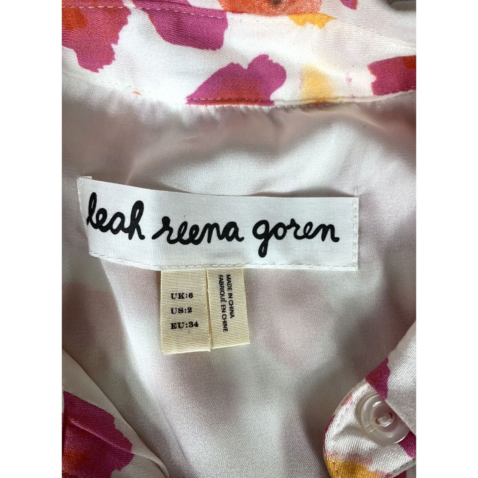 Pinko Leah Reena Goren Dress Shirt Sleeve Short Collared Pink White Floral Artsy Size 2 Women Casual Dress Size XS / US 0-2 / IT 36-38 - 2 Thumbnail