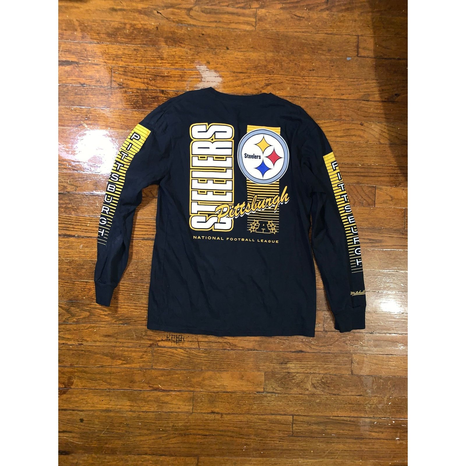 Mitchell & Ness × NFL Pittsburgh Steelers Long Sleeve Shirt Youth Large Black NFL Size US XS / EU 42 / 0 - 2 Thumbnail