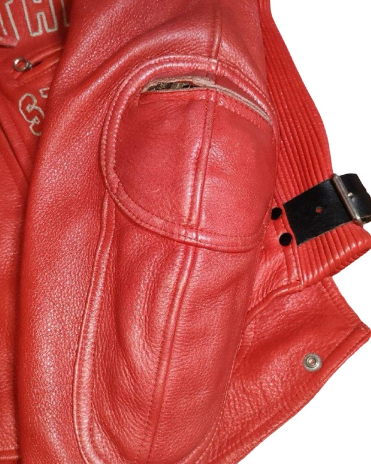 Kadoya Black Star God Speed Genuine Red Leather Crop Biker Jacket Size US M / EU 48-50 / 2 - 8 Thumbnail
