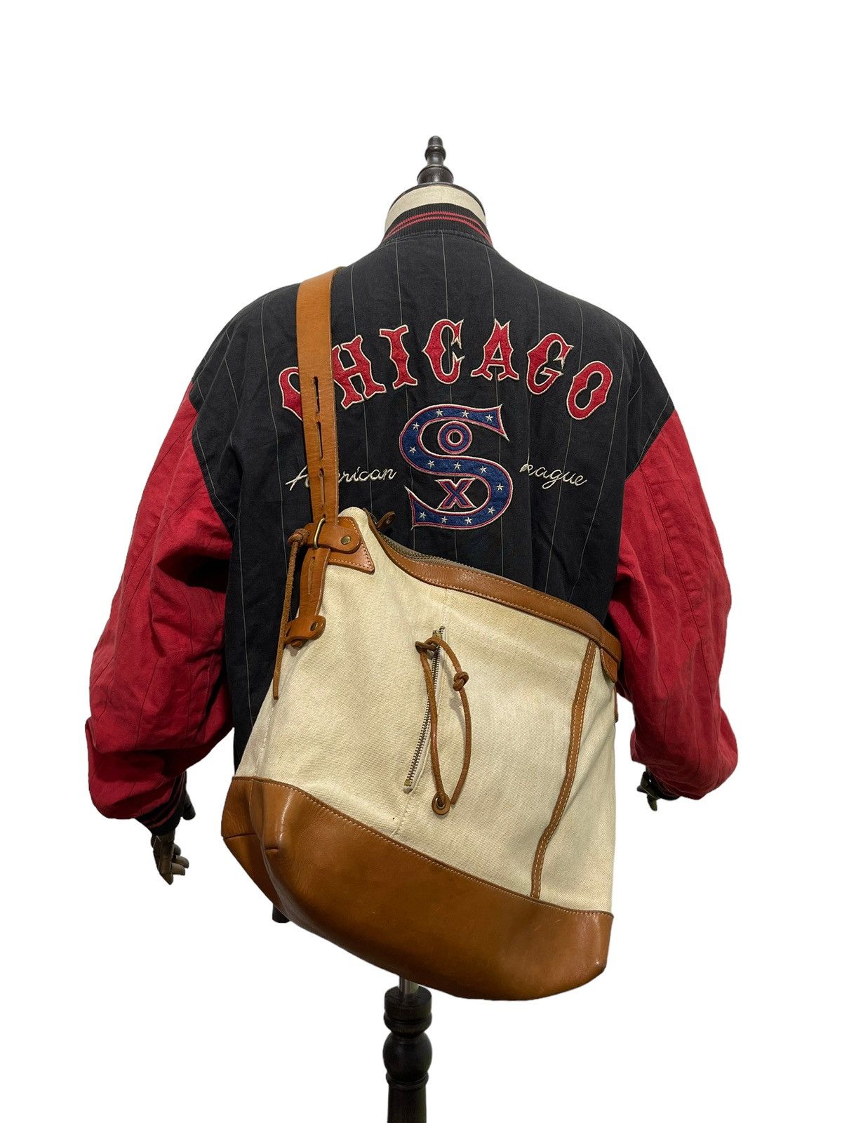 Messenger Bag Teha Amana Leather Cotton Canvas in Brown, Men's