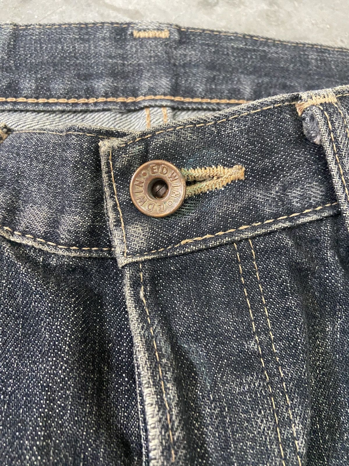Edwin × Japanese Brand Edwin 505 LowRize Fly Button Distressed Denim Size US 30 / EU 46 - 8 Thumbnail