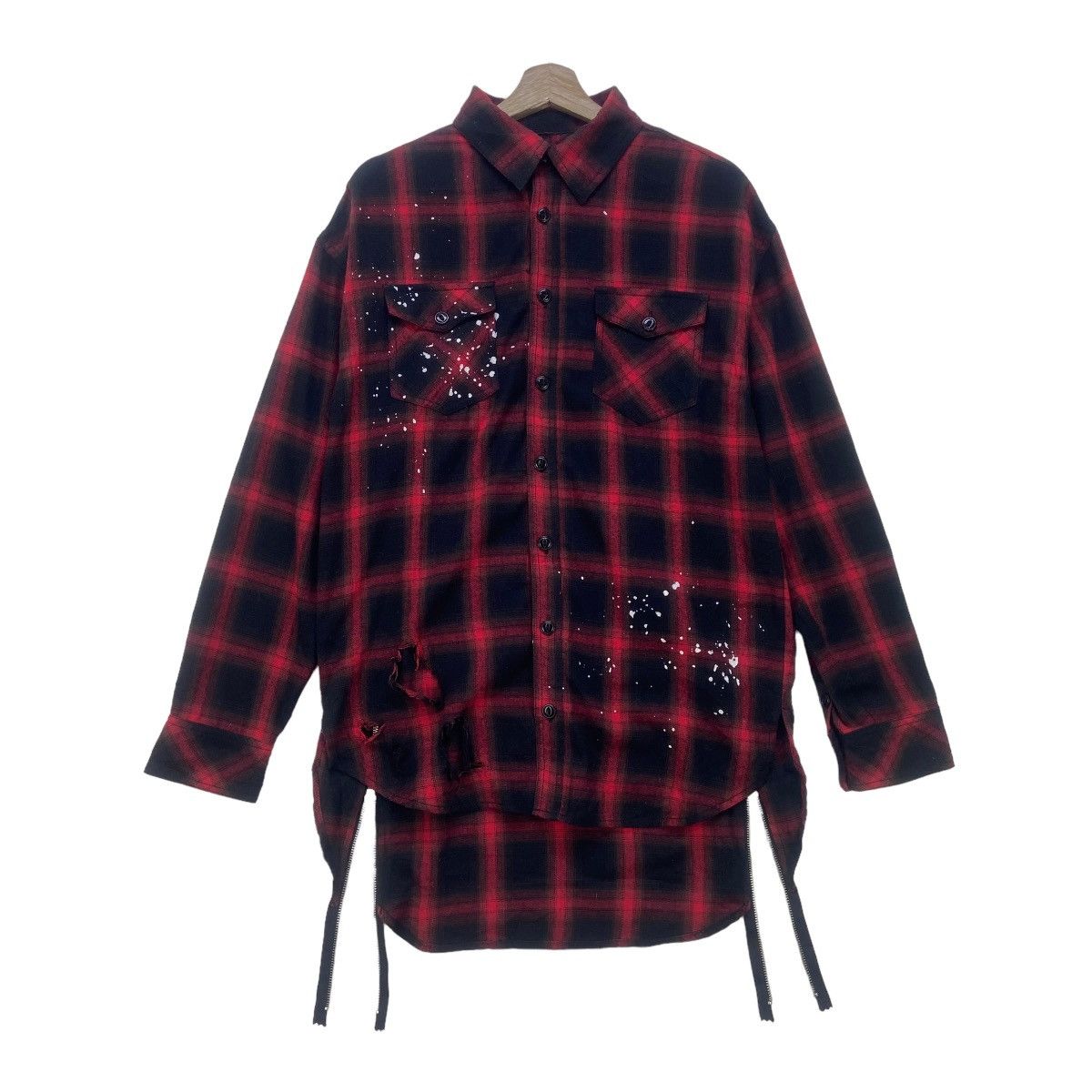 Flannel Japanese Brand Black Flame Gothic Punk Distressed Flannel Size US S / EU 44-46 / 1 - 4 Thumbnail