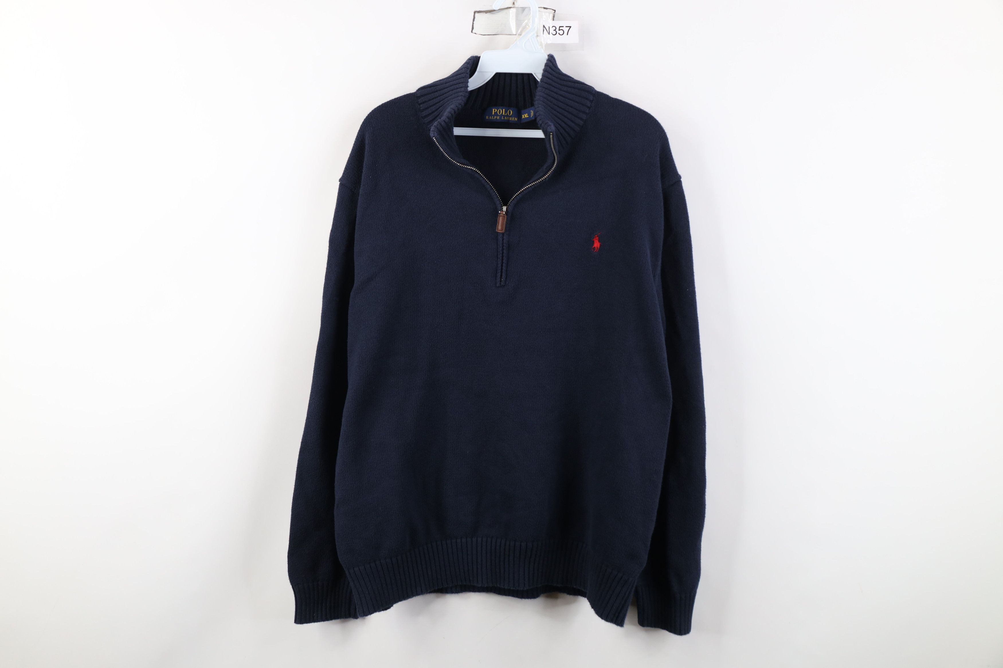 Ralph Lauren Vintage Ralph Lauren Ribbed Knit 1/4 Half Zip Sweater Blue Size US XXL / EU 58 / 5 - 1 Thumbnail