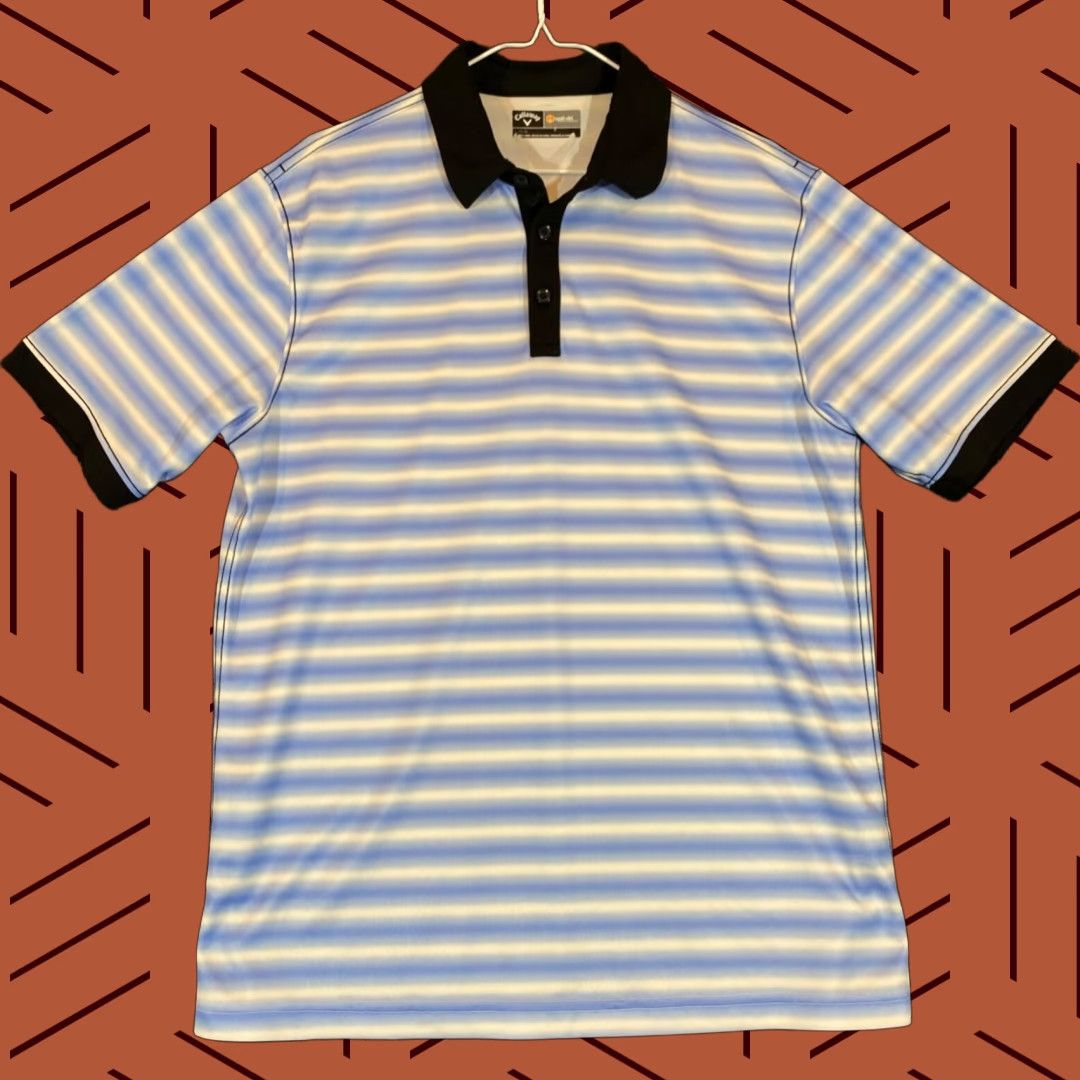 Callaway Callaway Polo Shirt Mens Large Blue White Striped Golf Logo Polo Shirt S/S Casual Mens Golf Shirt Size US L / EU 52-54 / 3 - 1 Thumbnail