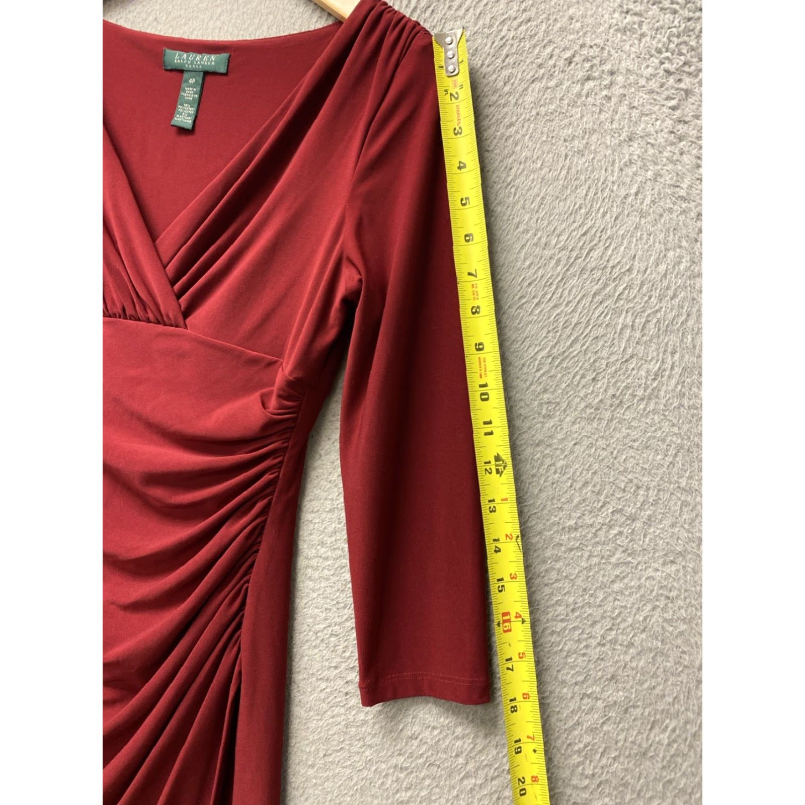 Ralph Lauren Ralph Lauren Dress 4P Stretch Wrap Top Ruched Waist Red Professional 158-14 Size S / US 4 / IT 40 - 5 Thumbnail