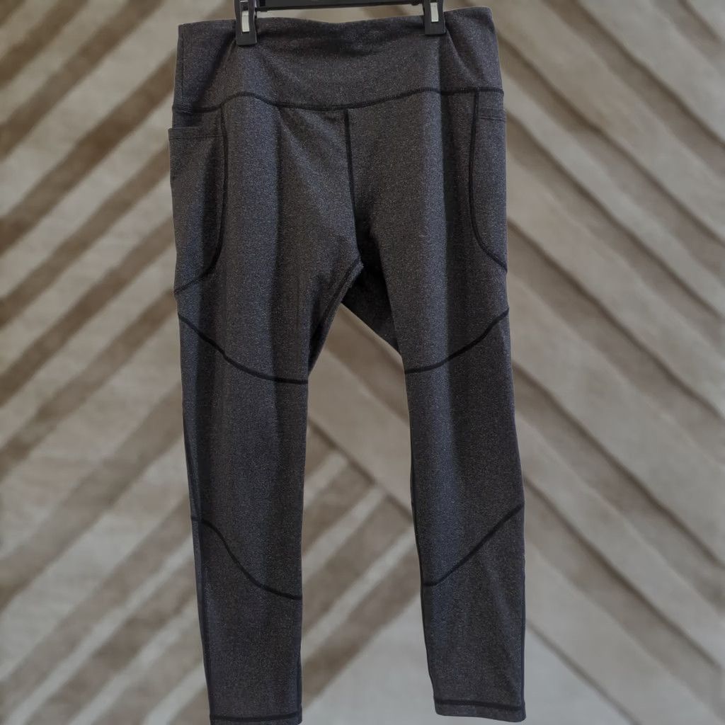 Vintage Raypose Gray Women's XL Leggings with Pockets, Athletic Skinny Ankle, Stretchy Polyester Spandex, Pull On, Regular Size, Machine Washable Size 40" / US 18 - 1 Thumbnail