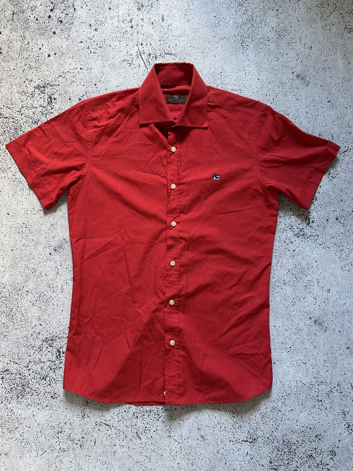 Etro × Vintage Vintage Etro Button Up Shirt Mini Logo Red Y2K USA Size US M / EU 48-50 / 2 - 1 Thumbnail