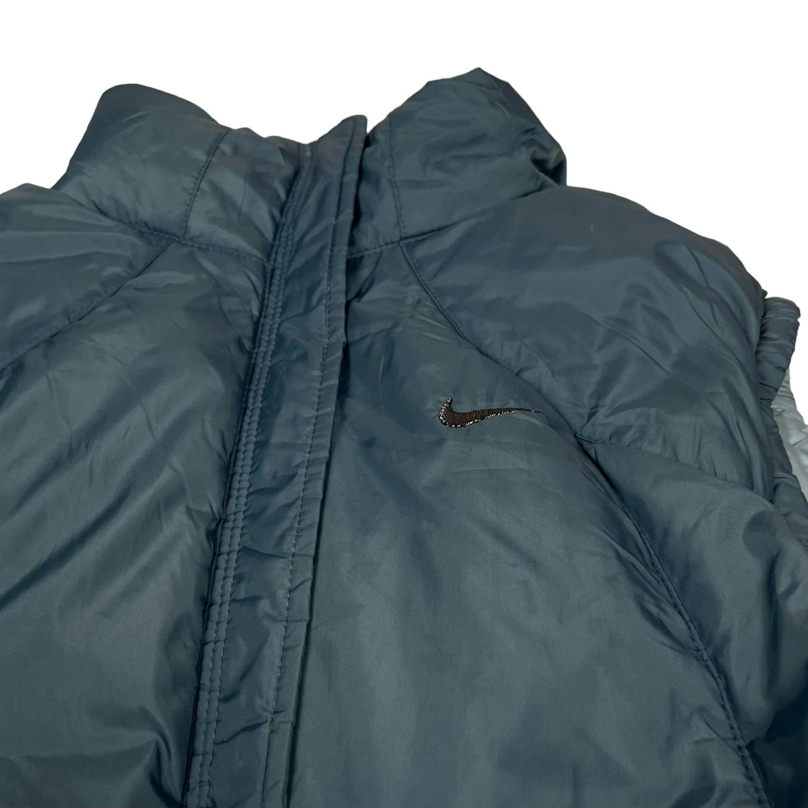 Nike × Vintage Nike Women's Blue Swoosh Full Zip Puffer Vest Medium (8-10) Size M / US 6-8 / IT 42-44 - 3 Thumbnail