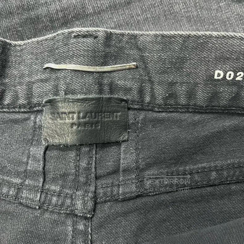 Saint Laurent Paris Saint Laurent Paris Black Washed Destroyed Mid Rise Denim Size US 28 / EU 44 - 4 Thumbnail