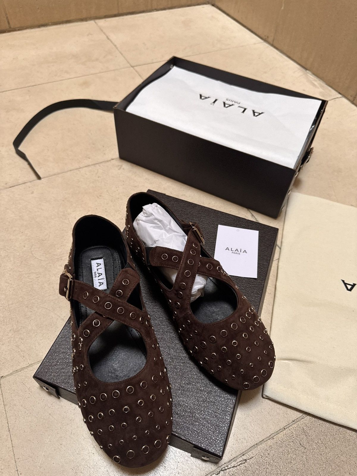 Alaia Alaïa Ebene criss cross ballet flats 39 Size US 8 / IT 38 - 7 Thumbnail