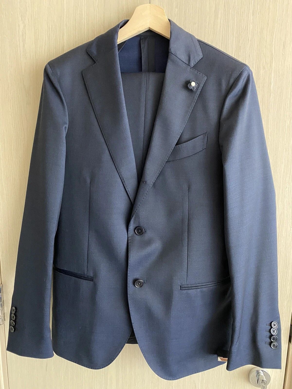 Lardini LARDINI Navy Blue Two-Piece Single Breasted Wool Suit Size 36R - 3 Thumbnail