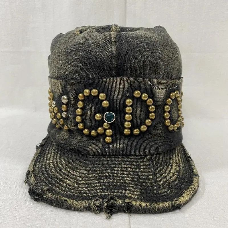 Pre-owned Kapital Conductor Cap Old Man Kingdom Of K Studded Jewel Gemstone In Black