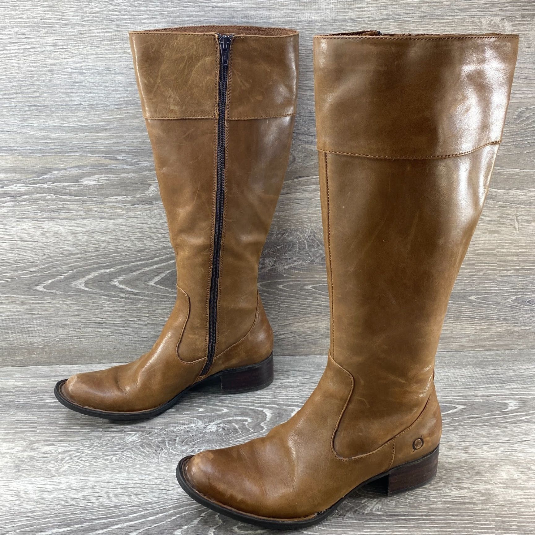 Born Born Brown Leather Knee High Pull On Tall Riding Boots Side Zipper Womens SZ 7 M Size US 7 / IT 37 - 5 Thumbnail