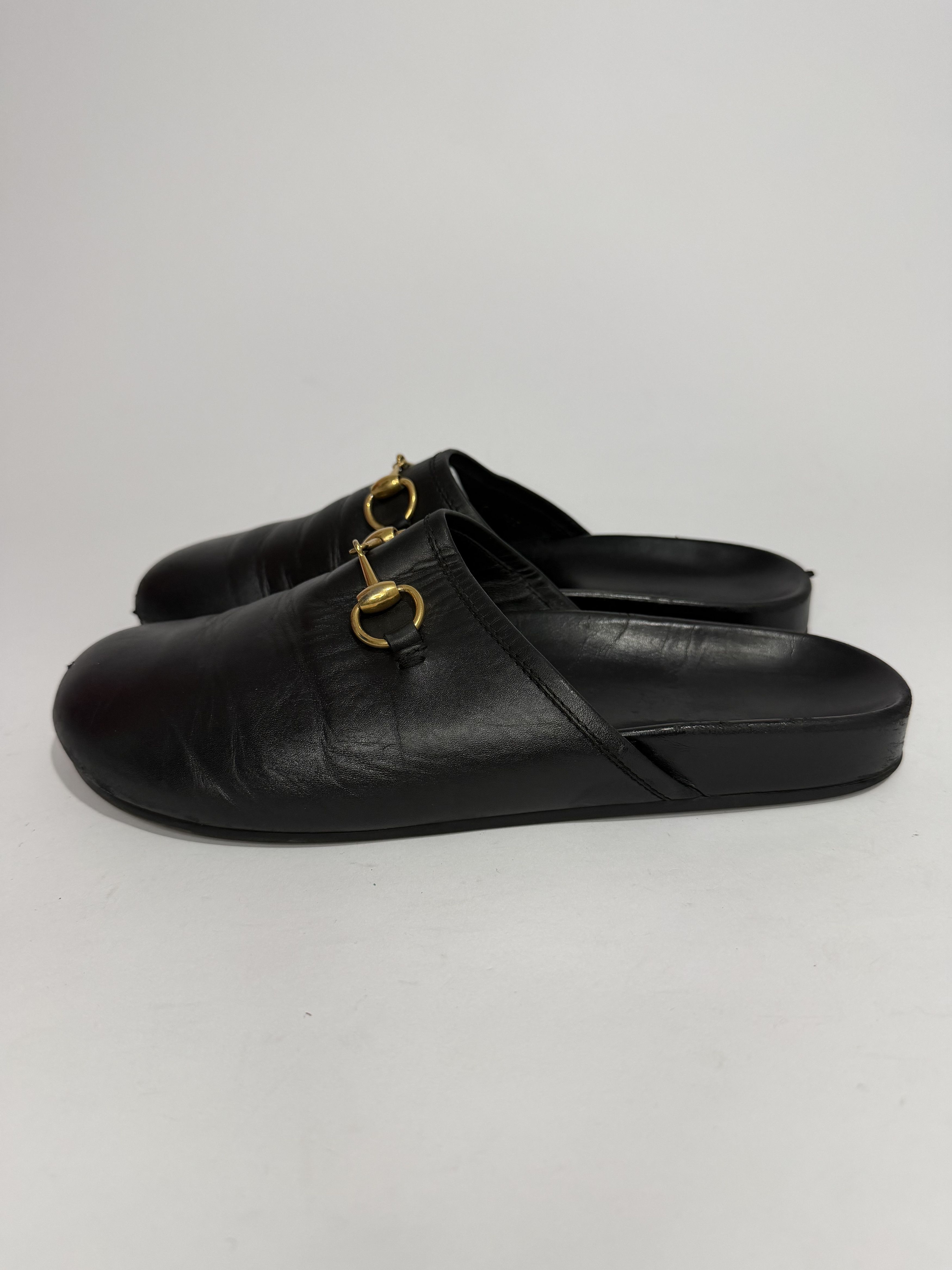 Gucci Black Leather Tiger Embroidered Horsebit Slip-On Mules Gucci Gucci Tiger Princetown Mules Men | Grailed main image 2