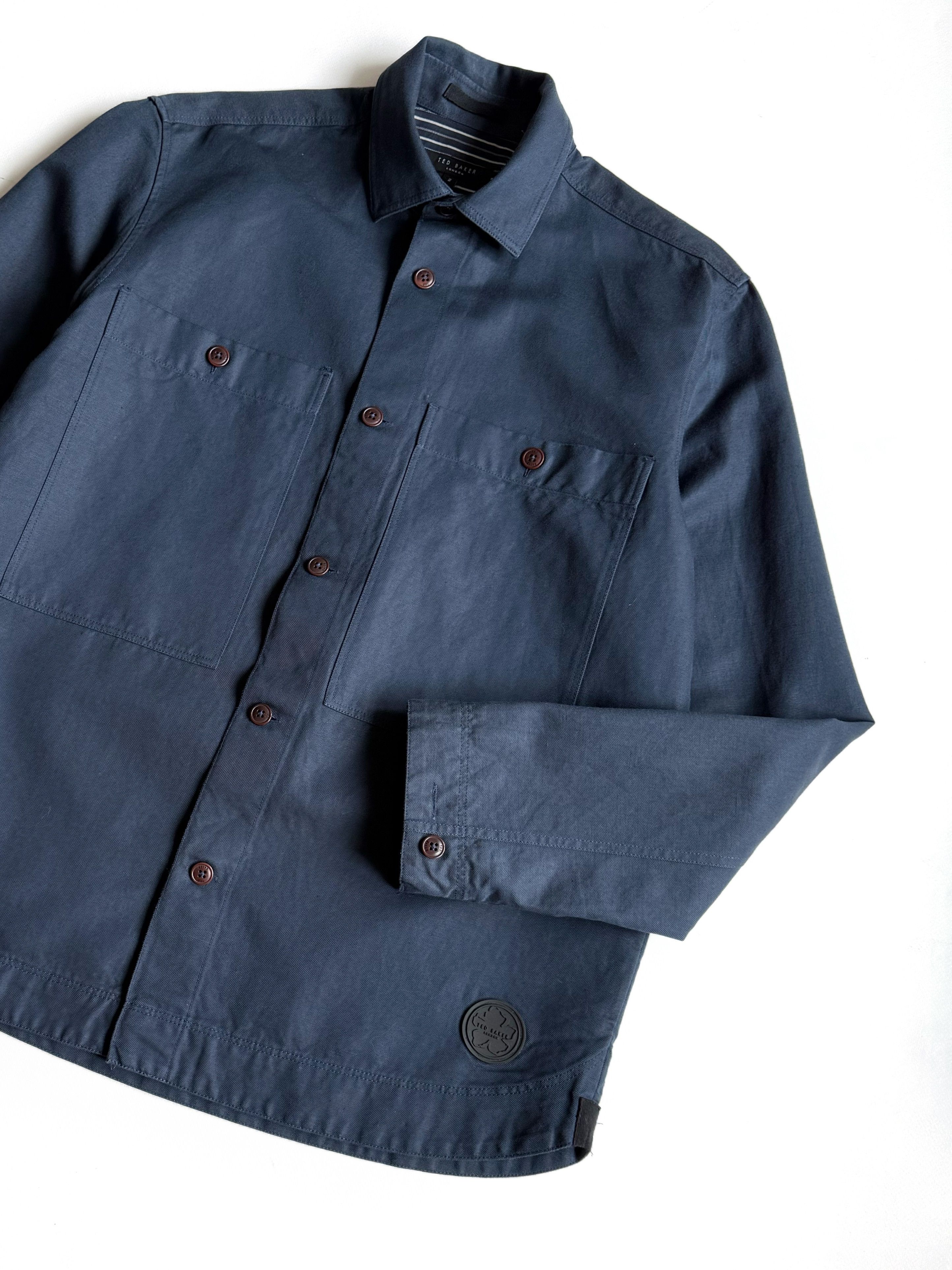 Ted Baker Men's Ted Baker Linen Cotton Blue Overshirt 2/S Size US S / EU 44-46 / 1 - 2 Thumbnail