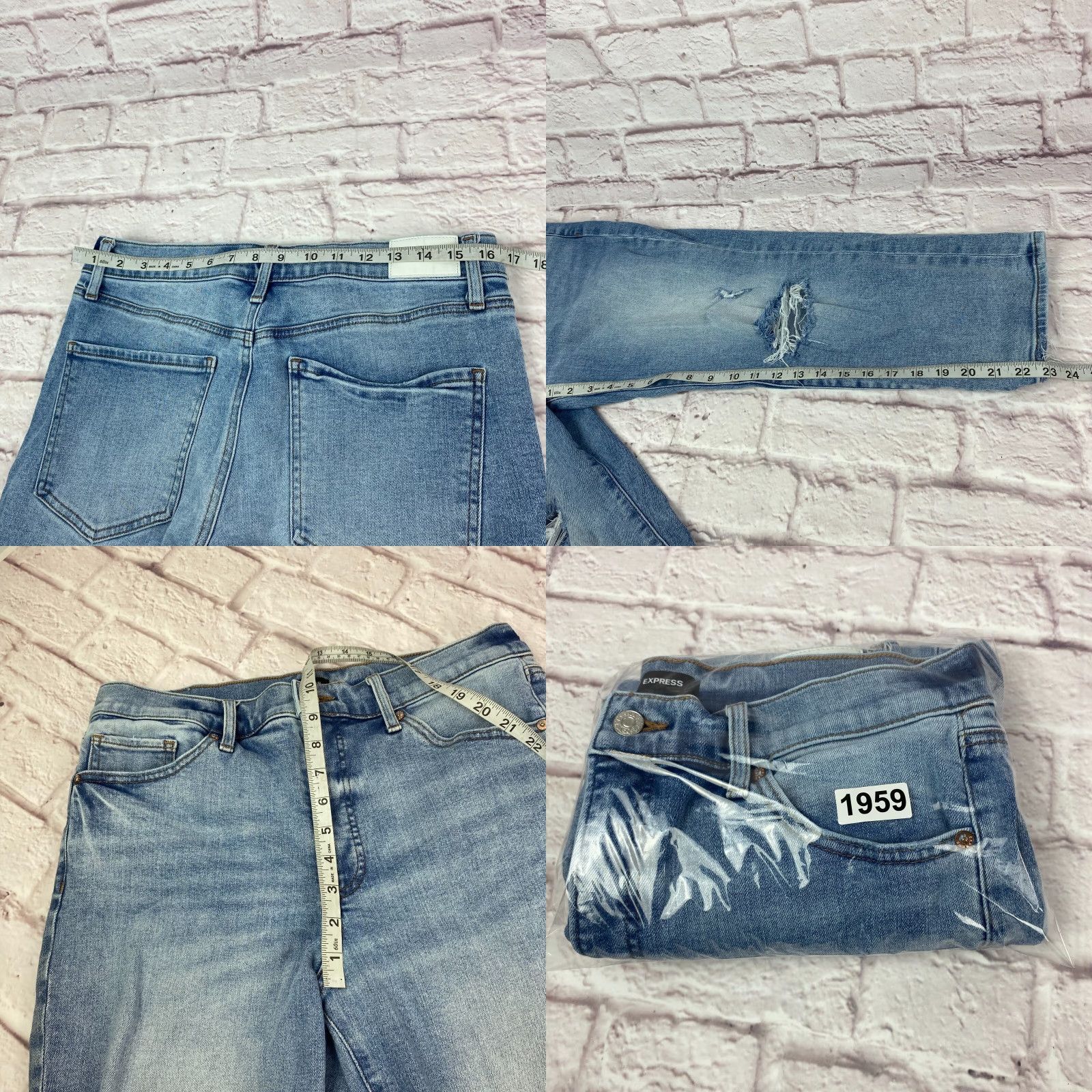 Express Express Jeans Womens Jeans Ankle 10 Blue Distressed Light Wash - Express Size 32" / US 10 / IT 46 - 8 Thumbnail
